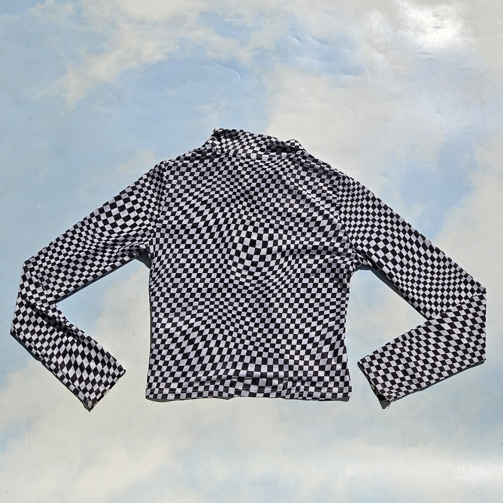 Checkered Mesh Button Down Funky Button Down Cool… - image 5